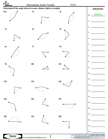 Angles Worksheets - Determining Visually worksheet
